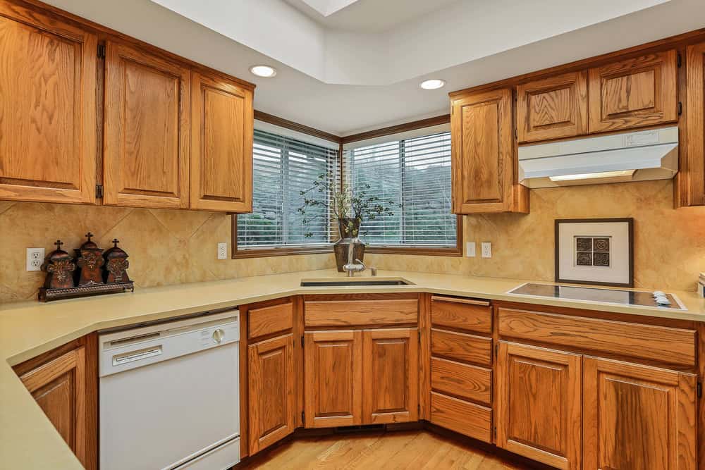 90s oak kitchen with soffits