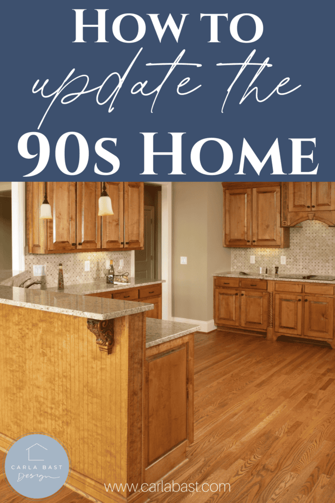 Stunning ways to update a 90s home with honey oak floors, painted trim, modern lighting, and fresh neutral paint colors.