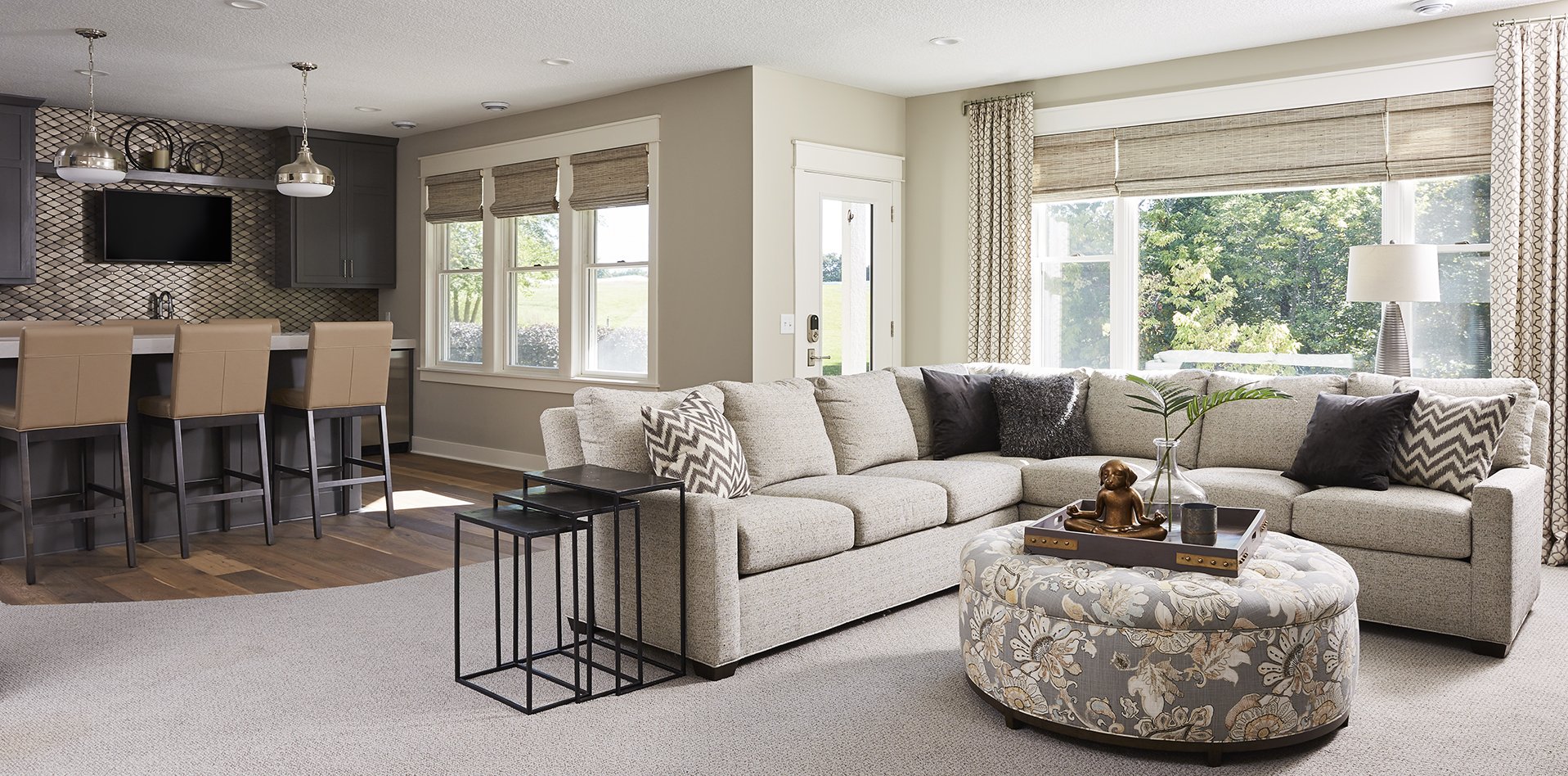 Our Freshly Painted Taupe Color Family Room