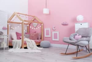 modern purple pink girl's bedroom