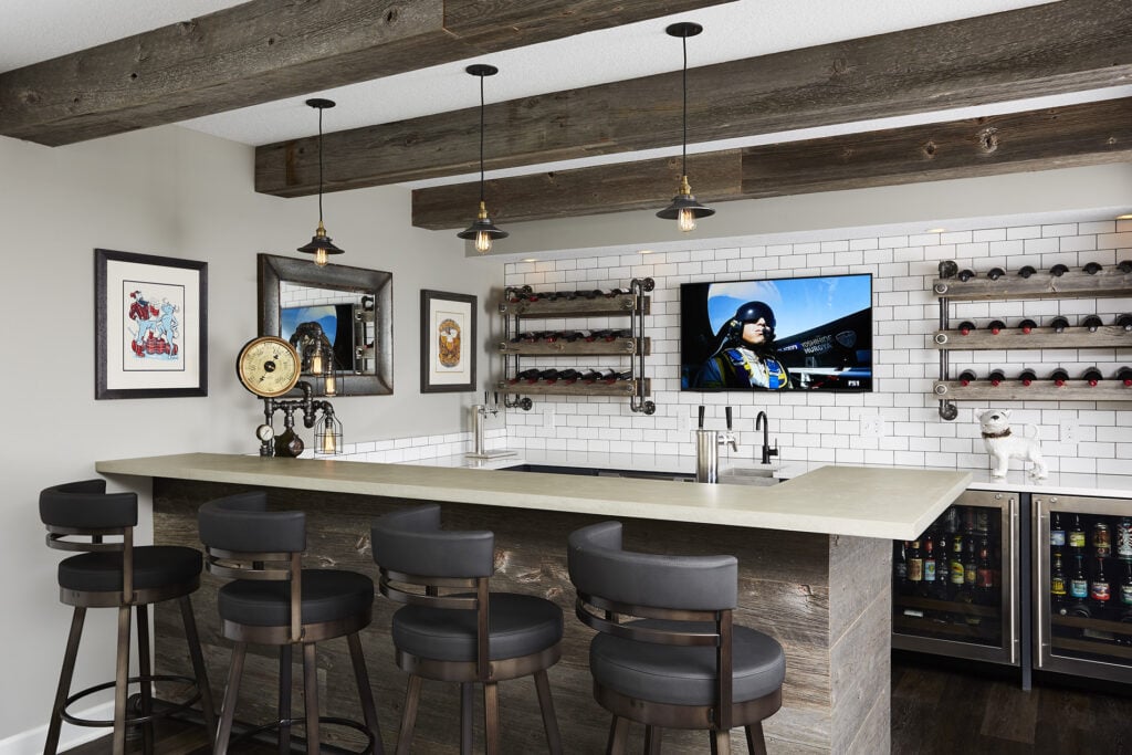 Custom built deals basement bars