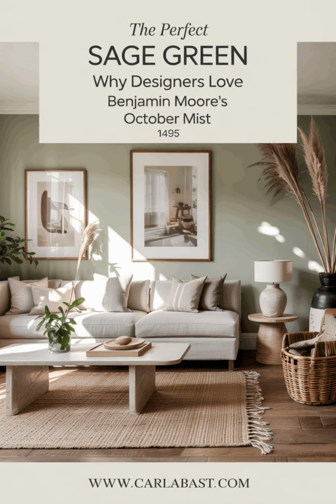 Benjamin Moore October Mist 1495 paint color review showcasing a soft sage green perfect for home decor and interior design inspiration.