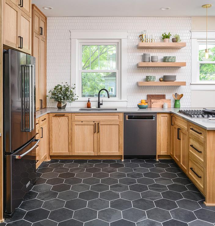 Flooring Goes With 1990s Oak Cabinets