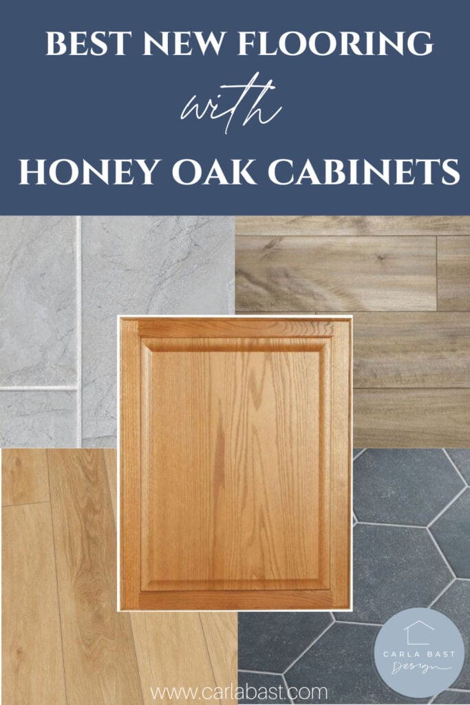 Pictures of honey oak 2025 cabinets with gray floors