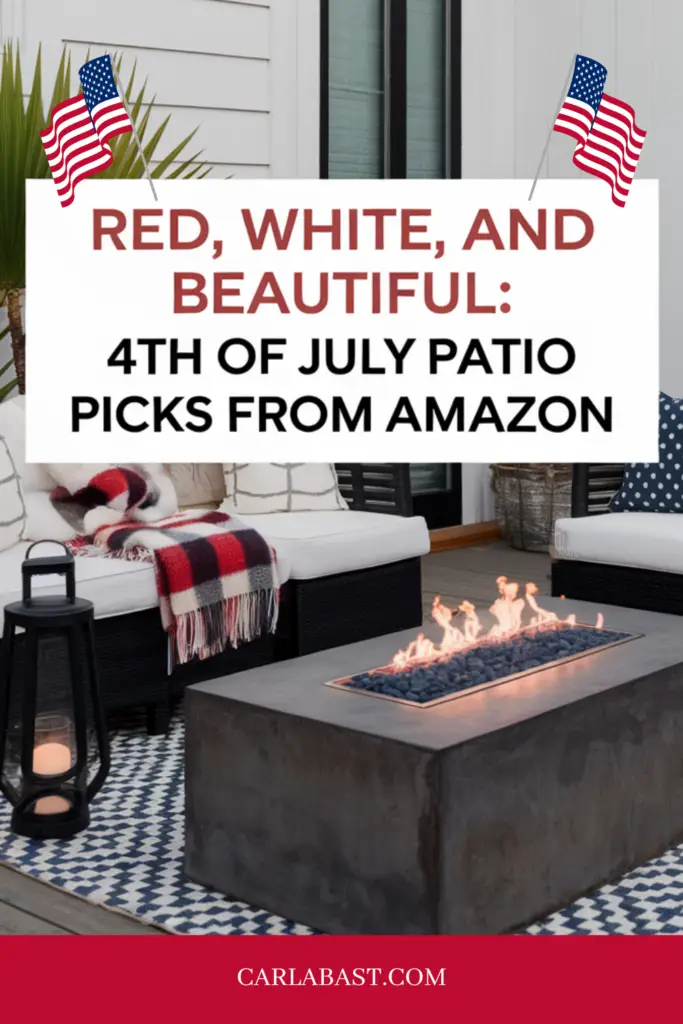 Festive July 4th patio decor and furniture ideas from Amazon, including patriotic outdoor decorations, cozy seating, string lights, and entertaining essentials to elevate your Independence Day celebration.