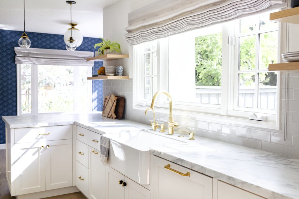 white kitchen with updated finishes 90s decor updates