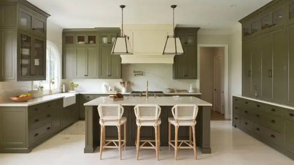 deep-olive-green-suburban-kitchen-creamy-walls