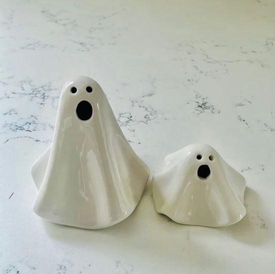 Led Ceramic Halloween Ghosts, Set of 2