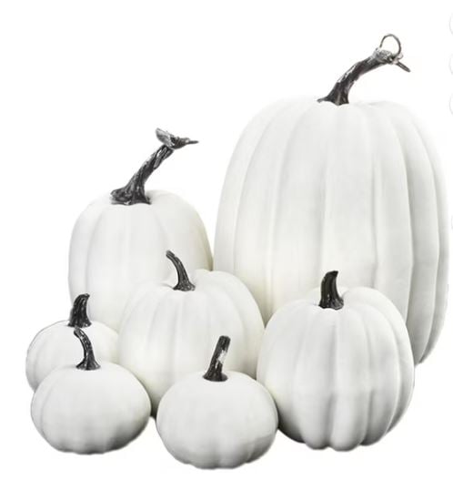 White Faux Pumpkins - 7 Pieces