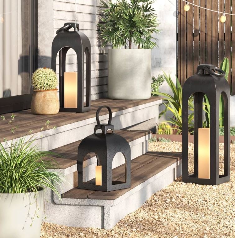 Pillar Cast Aluminum Outdoor Lantern Candle Holders