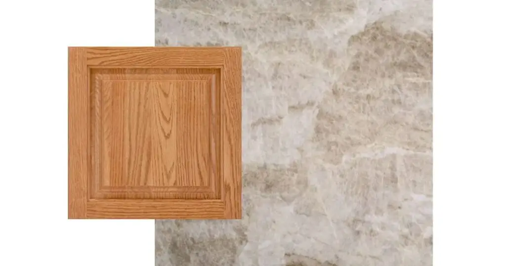 taj mahal quartzite with honey oak cabinets