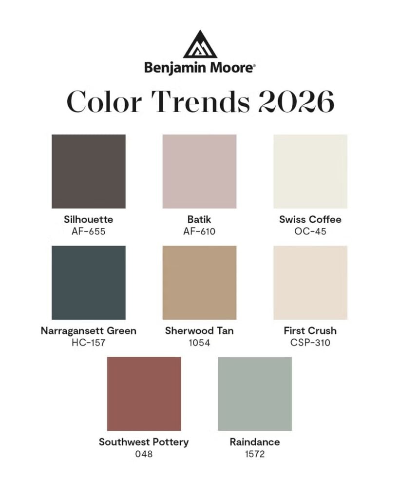 benjamin moore color trends 2026 palette