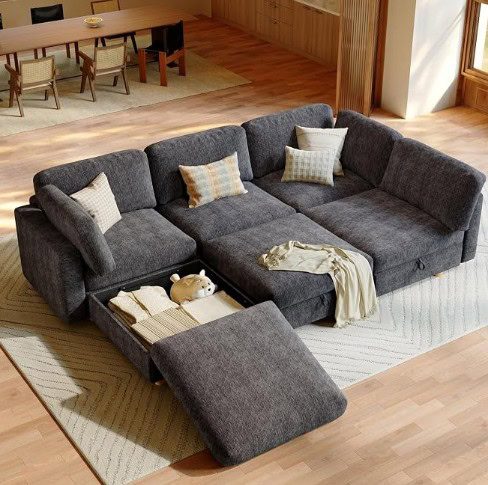 6 Seat Modular Sectional Sofa Bed with Storage