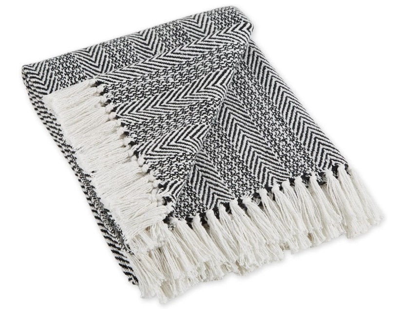 DII Herringbone Striped Collection Cotton Throw Blanket