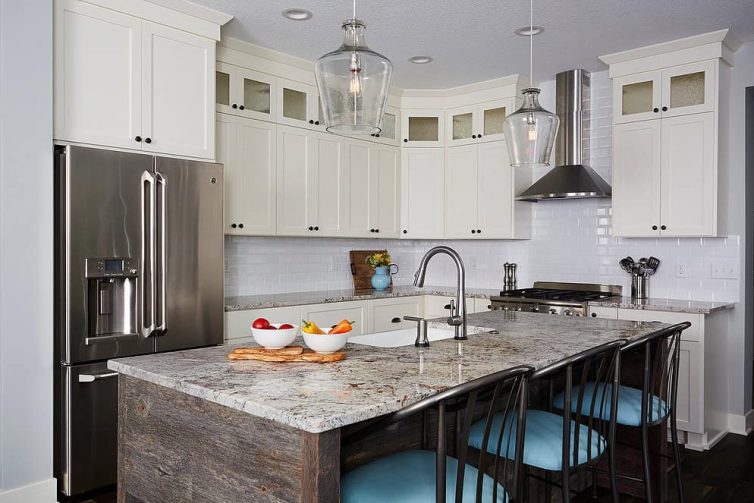 Kitchen with Bright White Subway Tiles