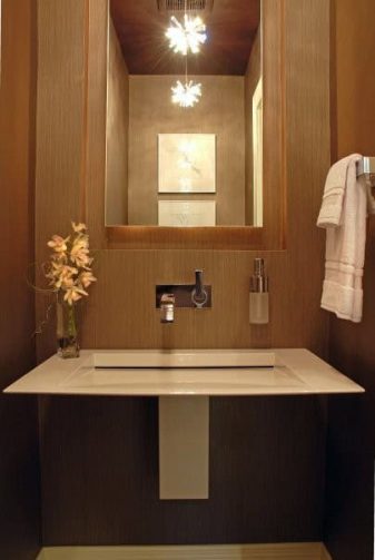 Modern Back lighted mirror, 55419, dramatic powder room, 1st place award winner, italian pedestal sink, montaggio, wall mounted faucet, Powder Room - Lake Harriet, ASID 1st Place Award, Powder Room - Lake Harriet, ASID 1st Place Award