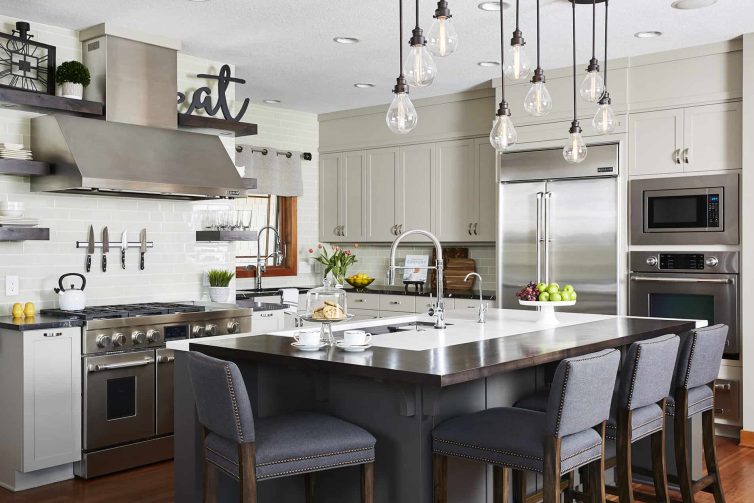 Chefs Kitchen - 90s Kitchen Remodel - Two Level Kitchen Island with Wood Top